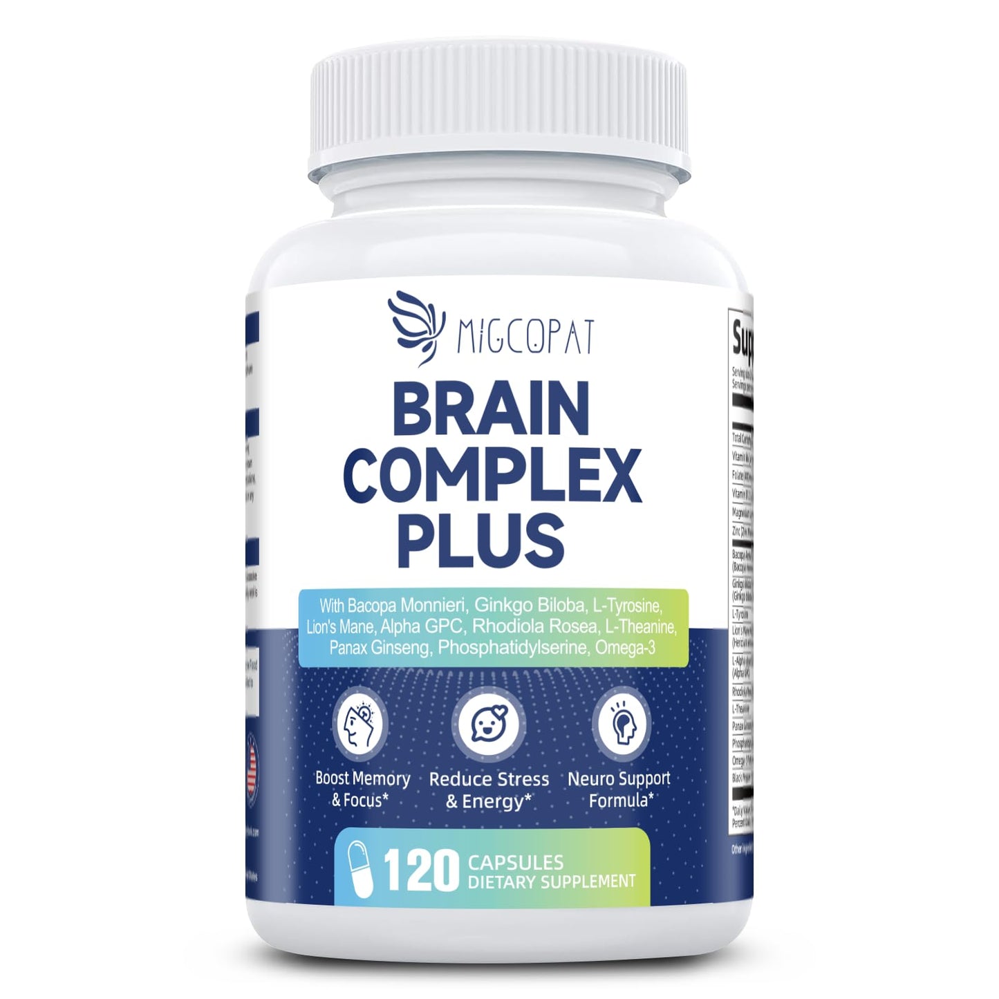 Brain Supplements for Memory & Focus - Nootropic with Bacopa Monnieri, Lion's Mane, Alpha GPC, Phosphatidylserine | Supports Mental Clarity & Cognitive Function | Vitamin B6 & B12-120 Capsules MigcopatBuy Supplements Australia