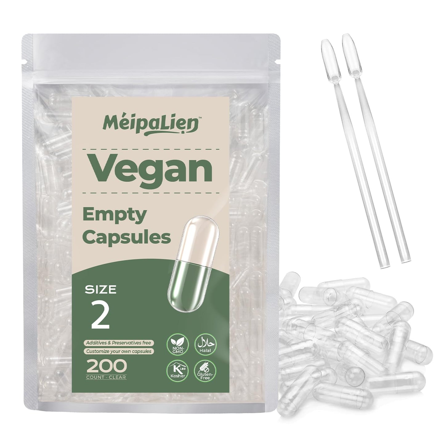 HPMC Empty Capsules Size 2-200 Clear Count Pill Capsules Empty - Plant-Based Cellulose | Vegetarian, Halal, Non-GMO | for DIY Supplement & Herbal Filling MéipaLienBuy Supplements Australia