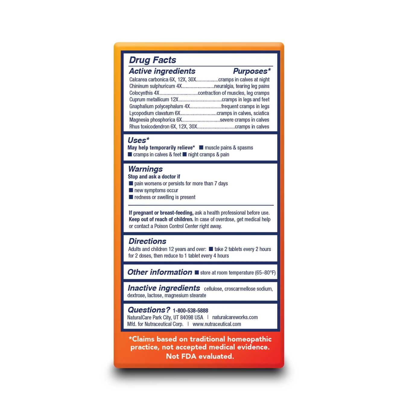 NaturalCare Leg Cramps, Homeopathic Tablets, 60ct | May Provide Support for Leg, Calf & Foot Cramps, Muscle Spasms & Pain Natra-BioBuy Supplements Australia