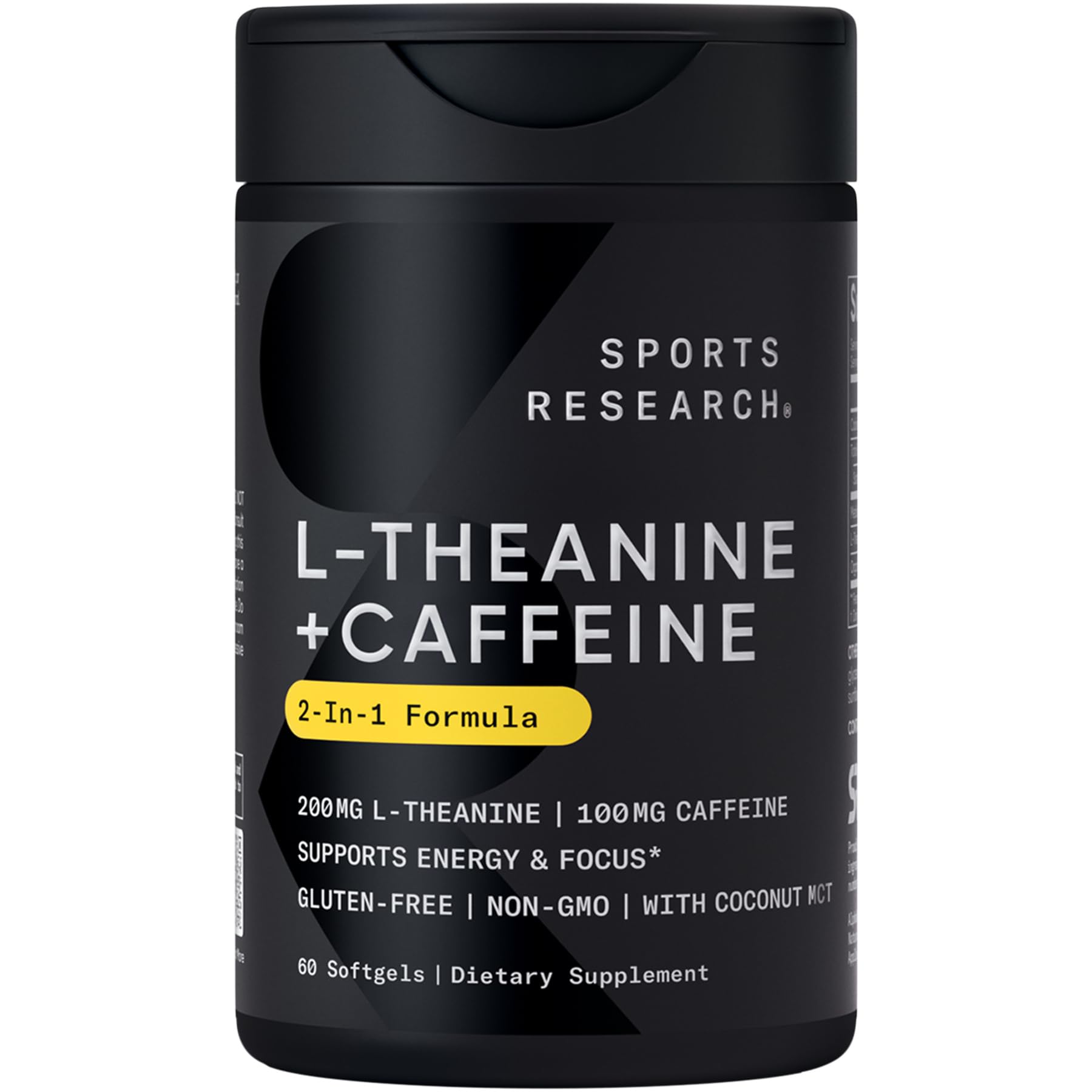 Sports Research L-Theanine Supplement with Caffeine & Coconut MCT Oil - Focused Energy, Alertness & Relaxation Without Drowsiness - 200mg L Theanine, 100mg Organic Caffeine - 60 Liquid Softgels Sports ResearchBuy Supplements Australia