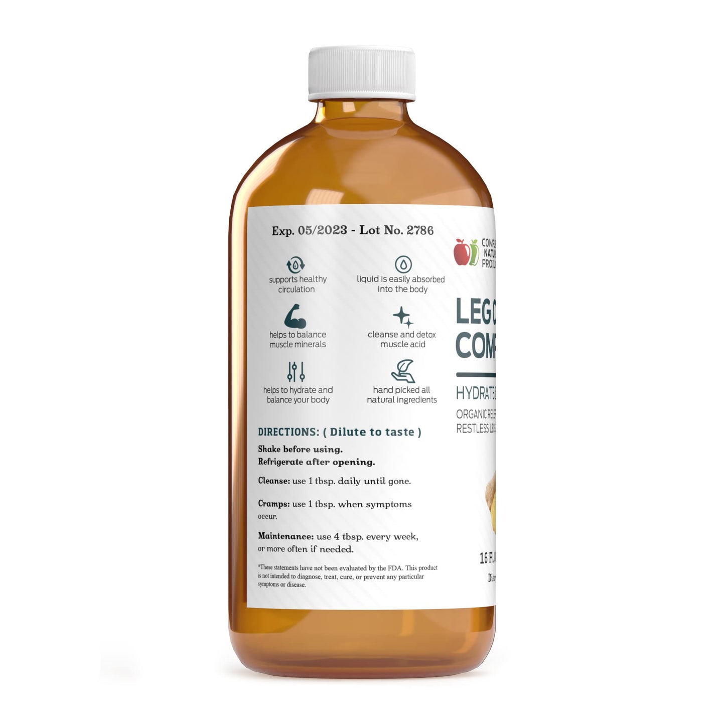 Organic Amish Leg Cramp Relief Liquid 16oz - Natural Muscle and Foot Support Supplement with Apple Cider Vinegar, Ginger, Garlic, Aloe, Fast Cramp Reducing Formula, Certified Organic, Made in USA Complete Natural ProductsBuy Supplements Australia