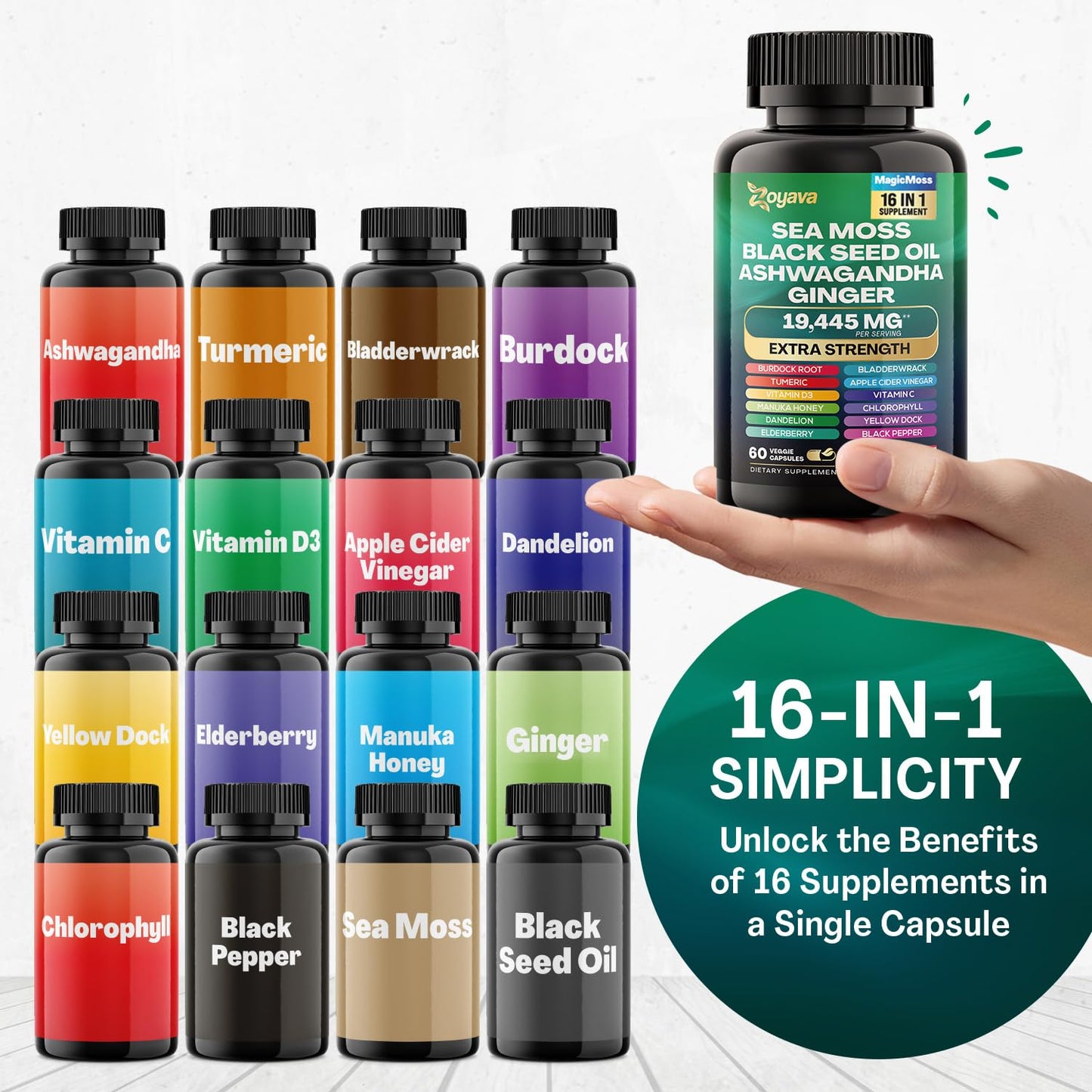 Zoyava Magic Moss Blend Sea Moss 7000mg Ashwagandha 2000mg Black Seed Oil ZoyavaBuy Supplements Australia