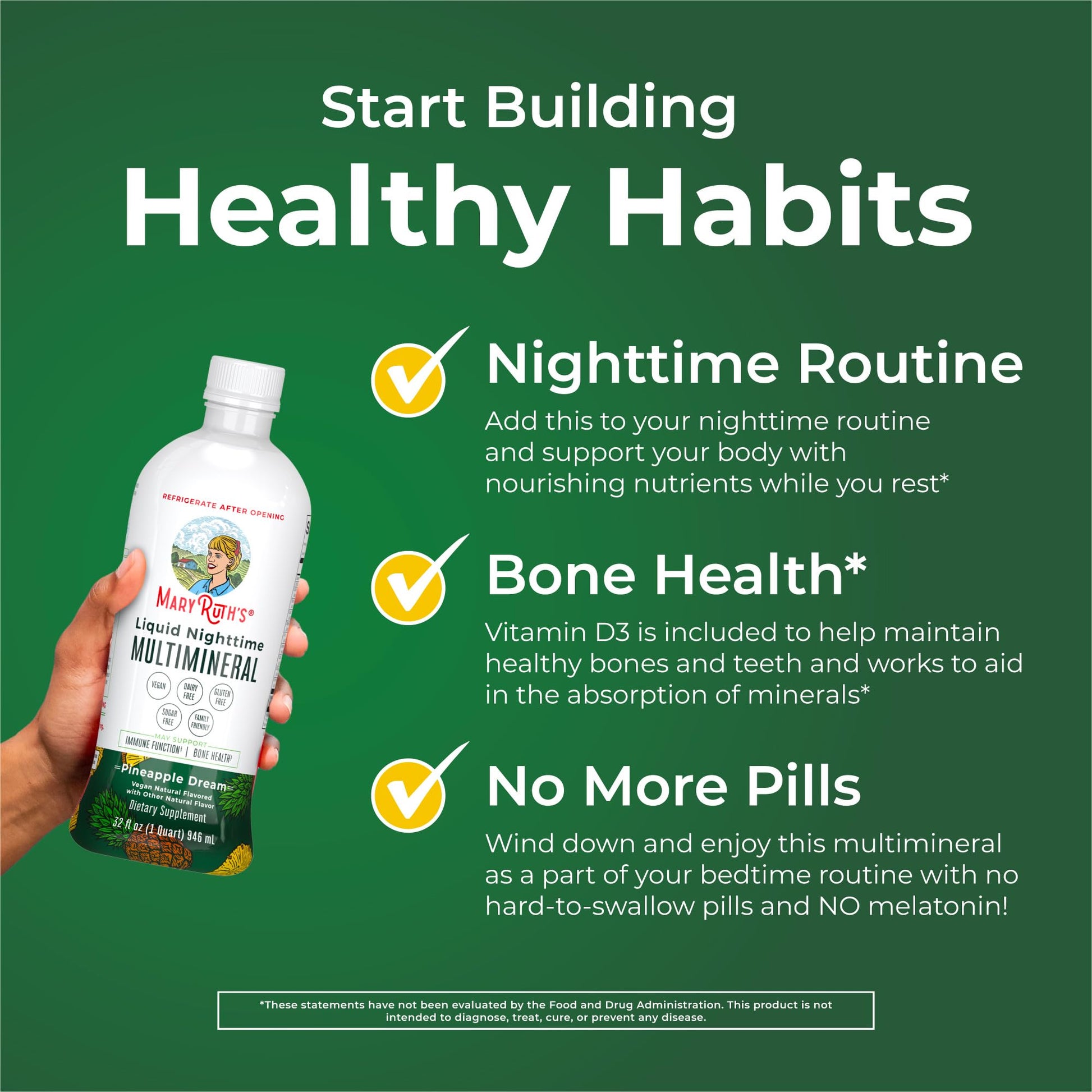 MaryRuth Organics Liquid Nighttime Multimineral | NO Melatonin | Magnesium Citrate | Calcium | Zinc | Vitamin D3| Available in 4 Flavors | Vegan | Sugar Free | Gluten Free | 32 Oz MARYRUTH'SBuy Supplements Australia