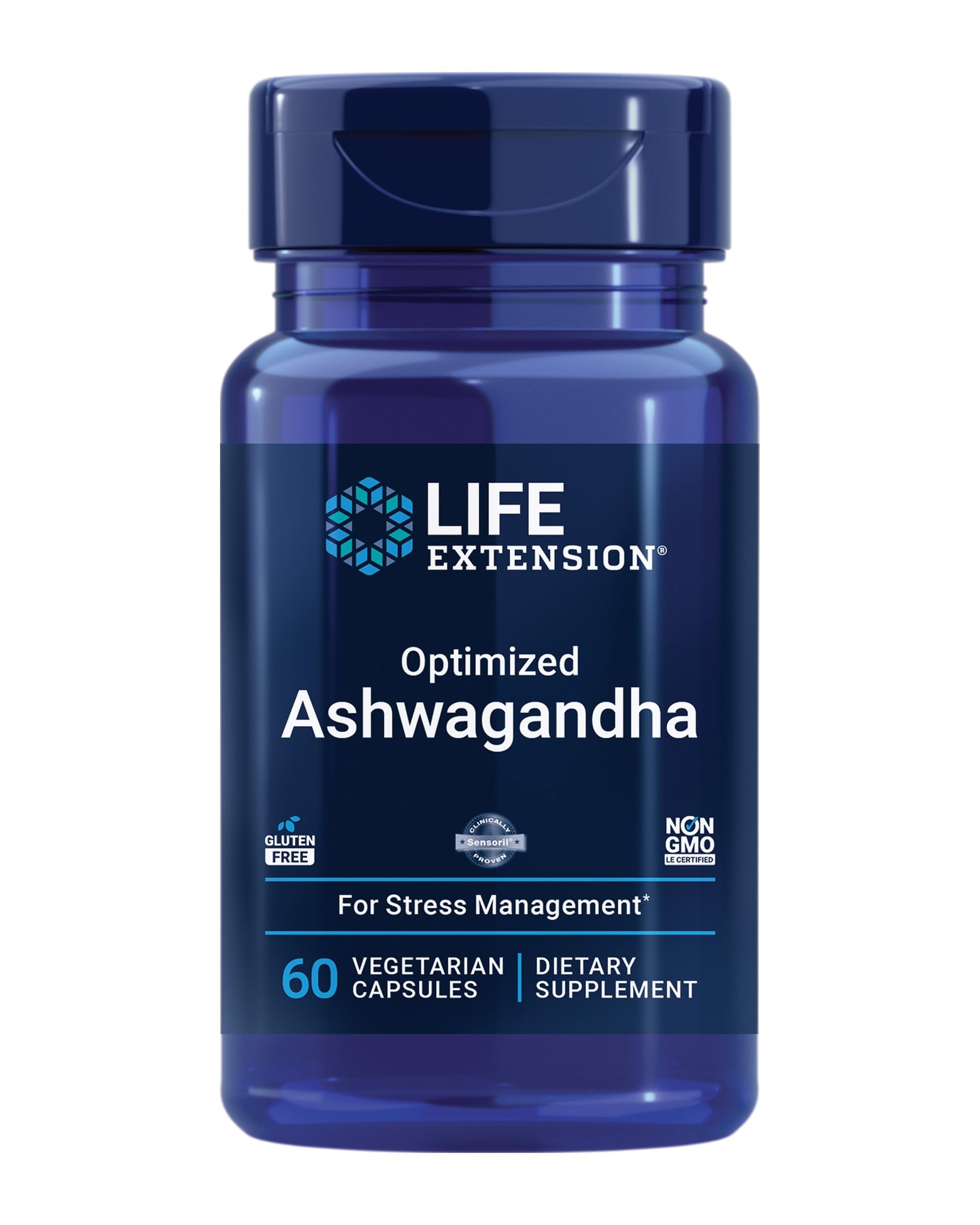 Life Extension Optimized Ashwagandha - Stress Management Supplement for a Healthy Stress Response, Focus, Memory, Stress Relief - Vegetarian, Gluten-Free, Non-GMO, 60 Capsules Life ExtensionBuy Supplements Australia