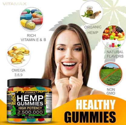 Vitamax Hemp Gummies - Great for Peace & Relaxation - 2,500,000 - Natural Fruit Flavors VitamaxBuy Supplements Australia