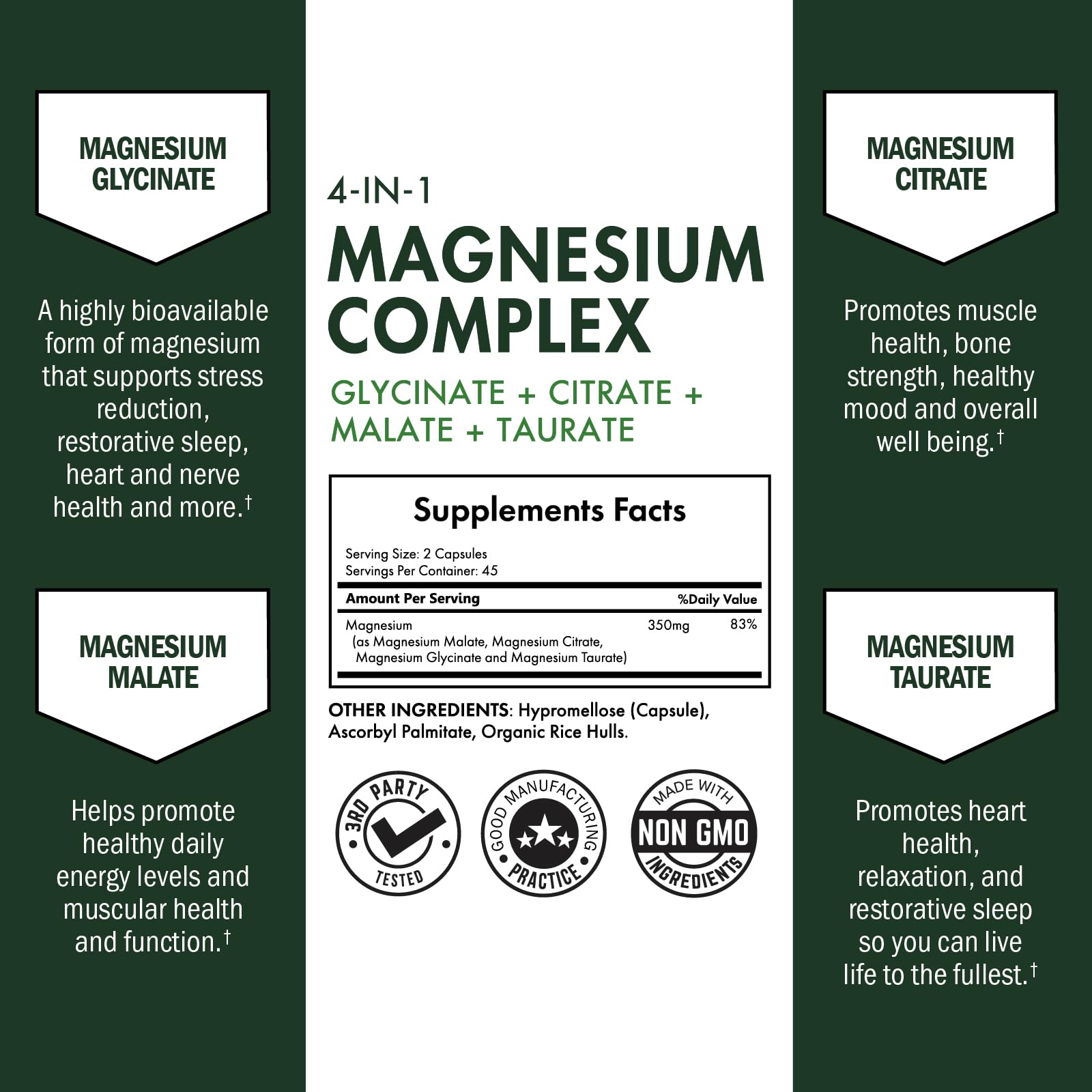 BioSchwartz Magnesium Complex Supplement (90 Capsules) 350mg Magnesium Glycinate Citrate Malate and Taurate Per Serving for Healthy Nerves Muscles Heart Sleep Support (Vegan, Gluten-Free, Non-GMO) BioSchwartzBuy Supplements Australia