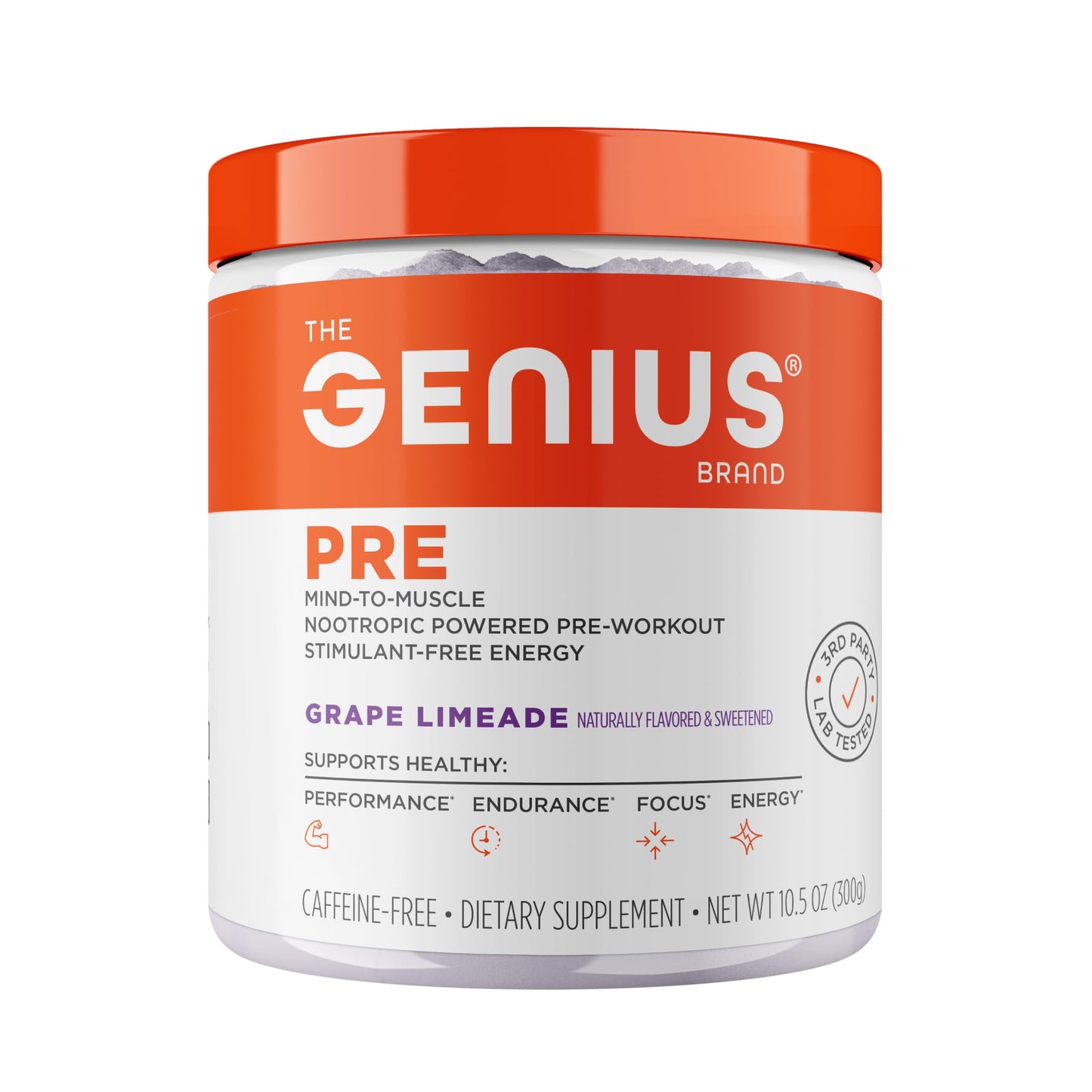 Genius Pre Caffeine-Free Pre Workout Boosted Energy, Focus, Performance Nootropic Formula AlphaSize, Citrulline Malate, CarnoSyn Beta Alanine Endurance, Stamina, Recovery, 20 Servings - Grape Limeade The Genius BrandBuy Supplements Australia