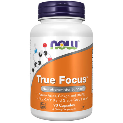 NOW Foods Supplements, True Focus™ with Amino Acids, Ginkgo, DMAE + CoQ10 and Grape Seed Extract , 90 Veg Capsules NOW FoodsBuy Supplements Australia