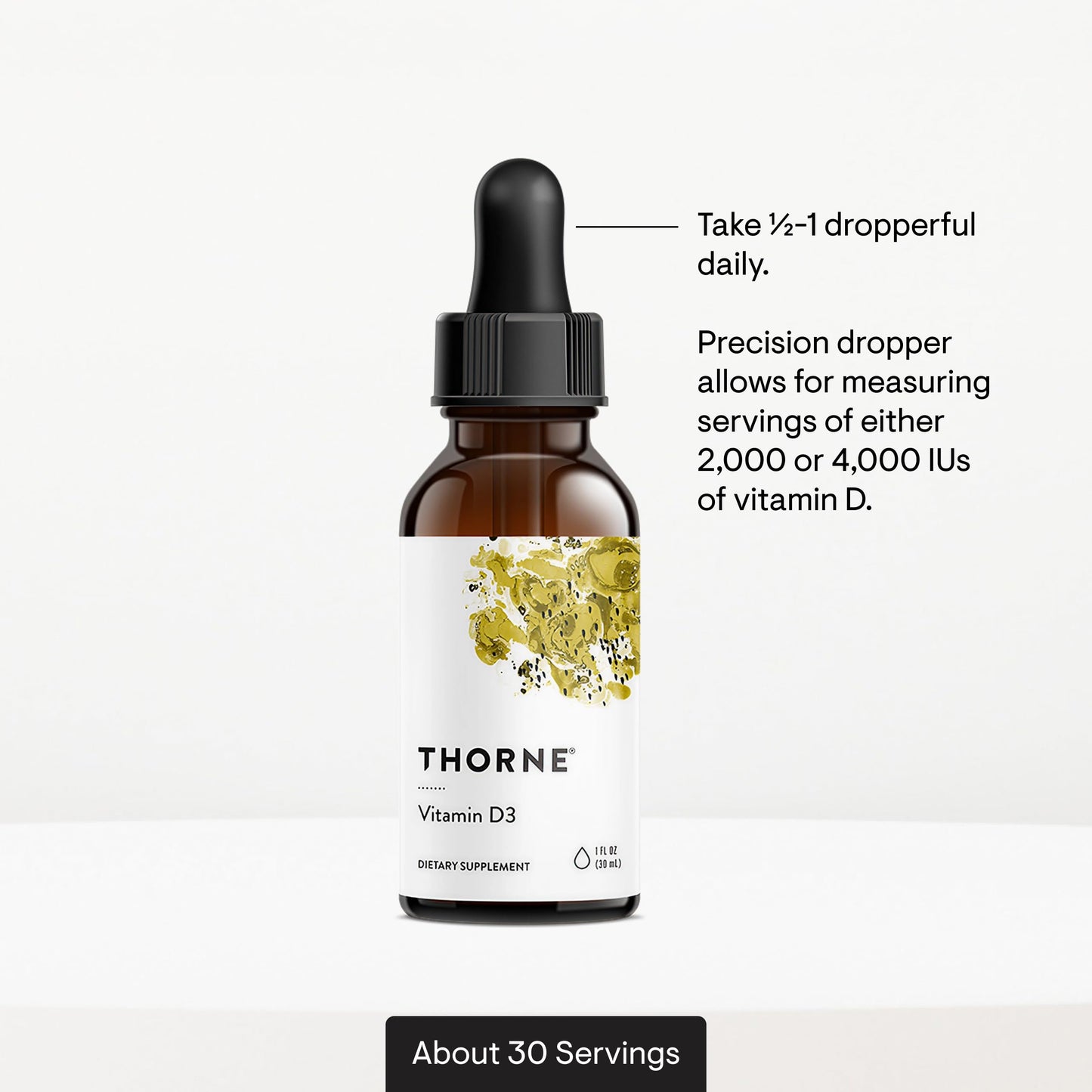 THORNE - Vitamin D3 with a Metered Dispenser - Liquid Vitamin D Vegan Supplement - Supports Healthy Bones, Teeth, Muscles, Cardiovascular & Immune Function* - 4,000 IU - 1 Fl Oz (30 mL) - 30 Servings THORNEBuy Supplements Australia