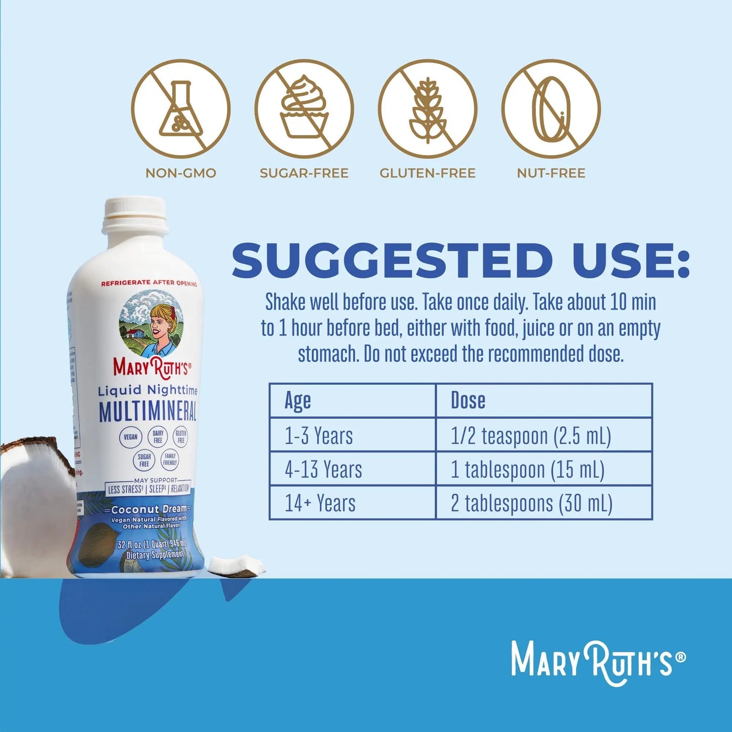 MaryRuth's Multivitamin Gummies for Women (Strawberry) & Liquid Nighttime Multimineral (Coconut, 32oz) | Clean Label Project Verified MARYRUTH'SBuy Supplements Australia