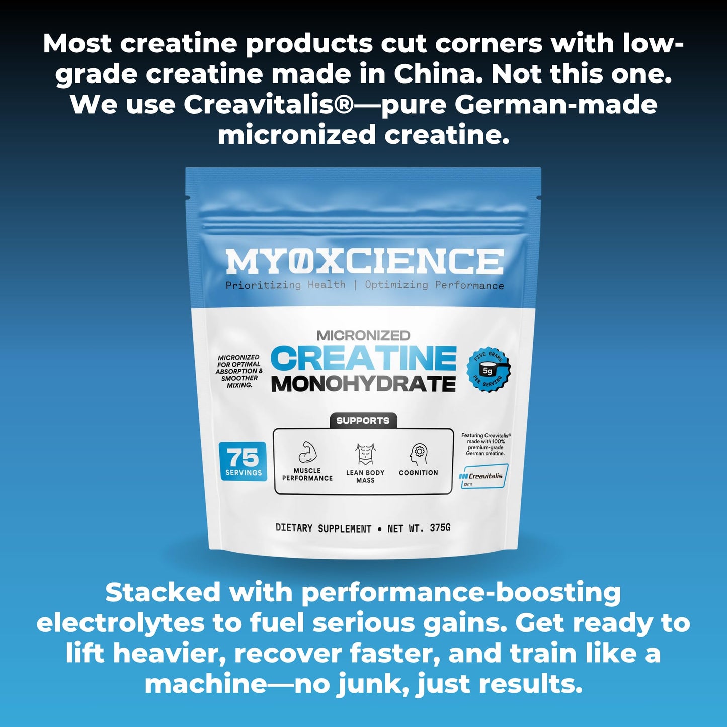 MYOXCIENCE Micronized Creavitalis Creatine | The World’s Purest Micronized Form of Creatine Monohydrate | Supports Muscle Performance
