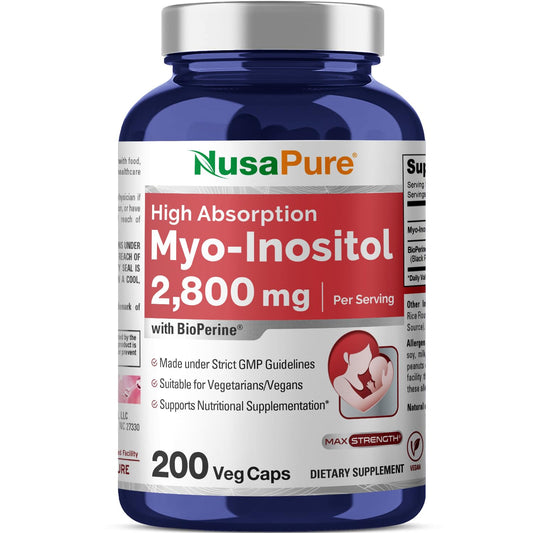 NusaPure Myo-Inositol - Suitable for Vegetarian/Vegan, Non - GMO - 2800mg, 200 Capsules NusaPureBuy Supplements Australia