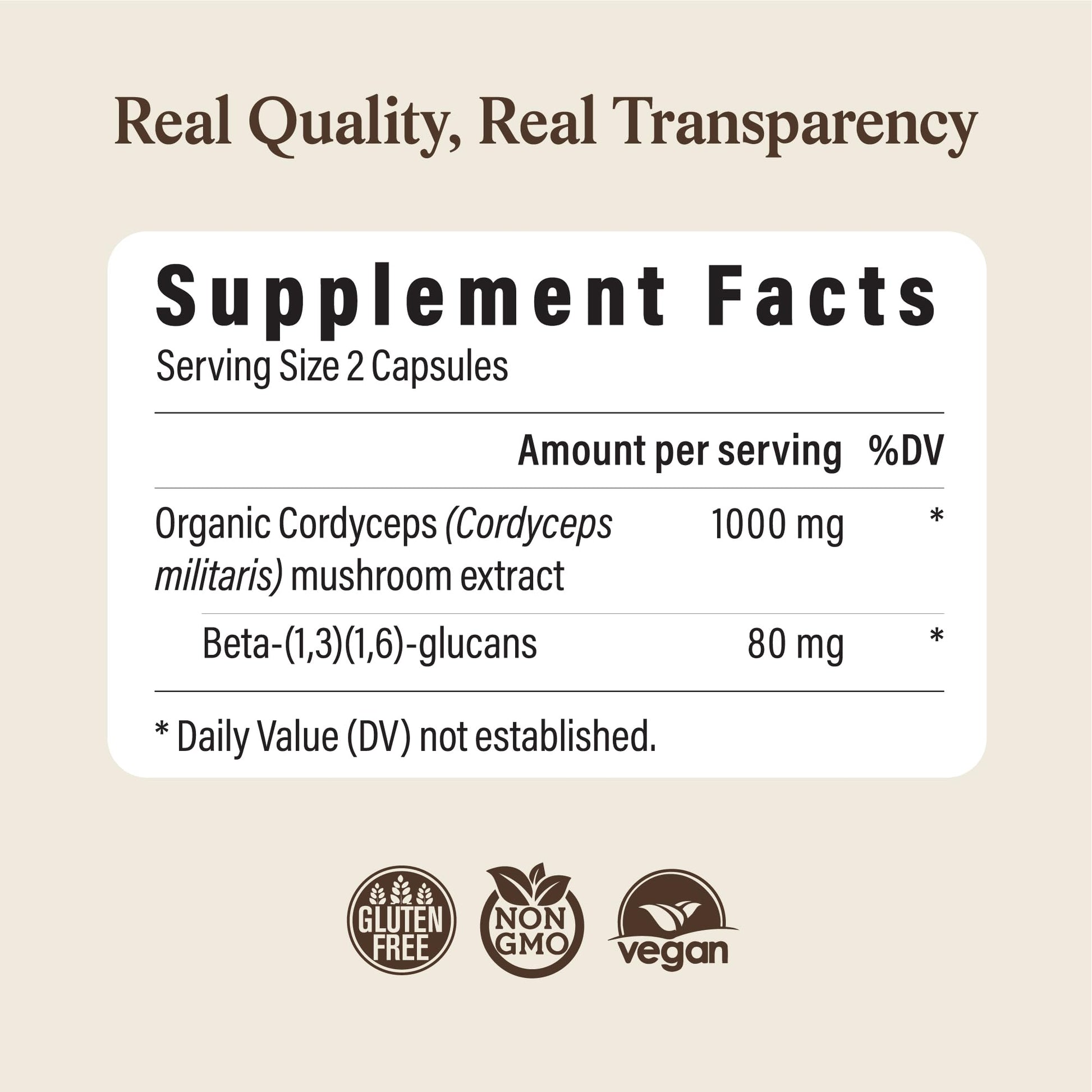 Real Mushrooms Capsules Supplements - Organic Cordyceps Mushroom Powder in Capsules - Energy and Performance Mushrooms with Verified Beta Glucans - Vegan, Non-GMO, 300 Capsules Real Mushrooms buy supplements Au