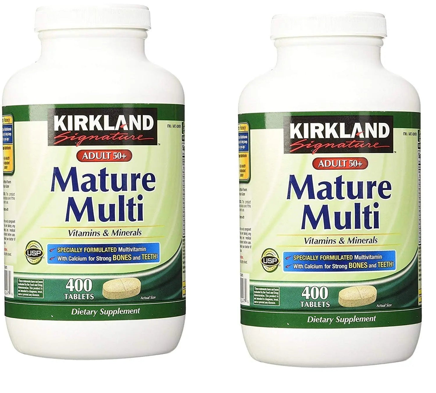 Kirkland Signature Adult 50+ Multi Vitamins & Minerals, 400 Tablets (2 Pack) KIRKLAND