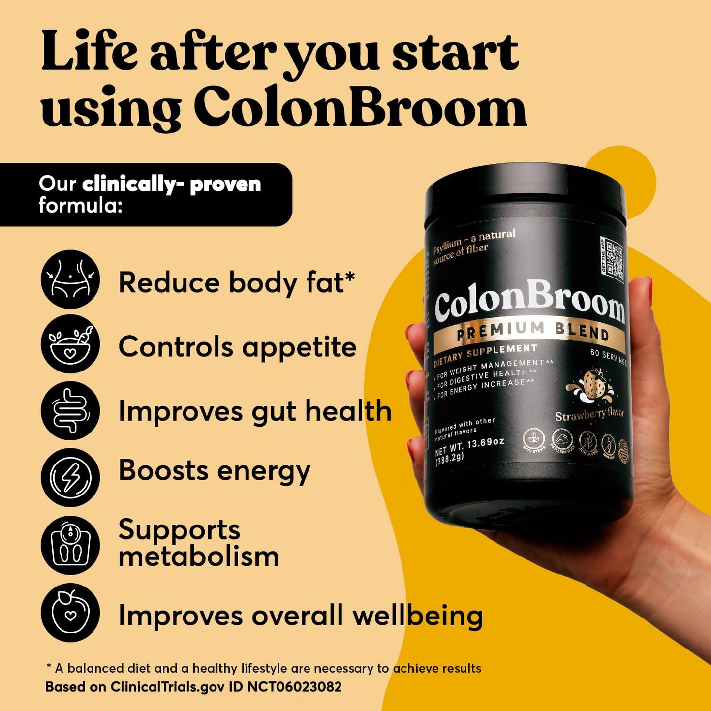 ColonBroom Premium Psyllium Husk Powder (Strawberry) - Colon Cleanse for Bloating ColonBroomBuy Supplements Australia