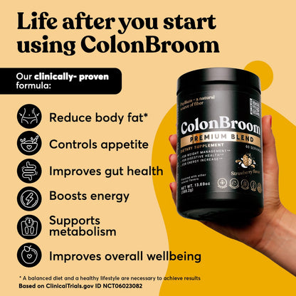 ColonBroom Premium Psyllium Husk Powder (Strawberry, 60 Servings) + Shaker Bottle for Colon Broom Fiber Powder Drink Bundle - Colon Cleanse for Bloating Relief & Gut Health - Fiber Powder Supplement ColonBroomBuy Supplements Australia