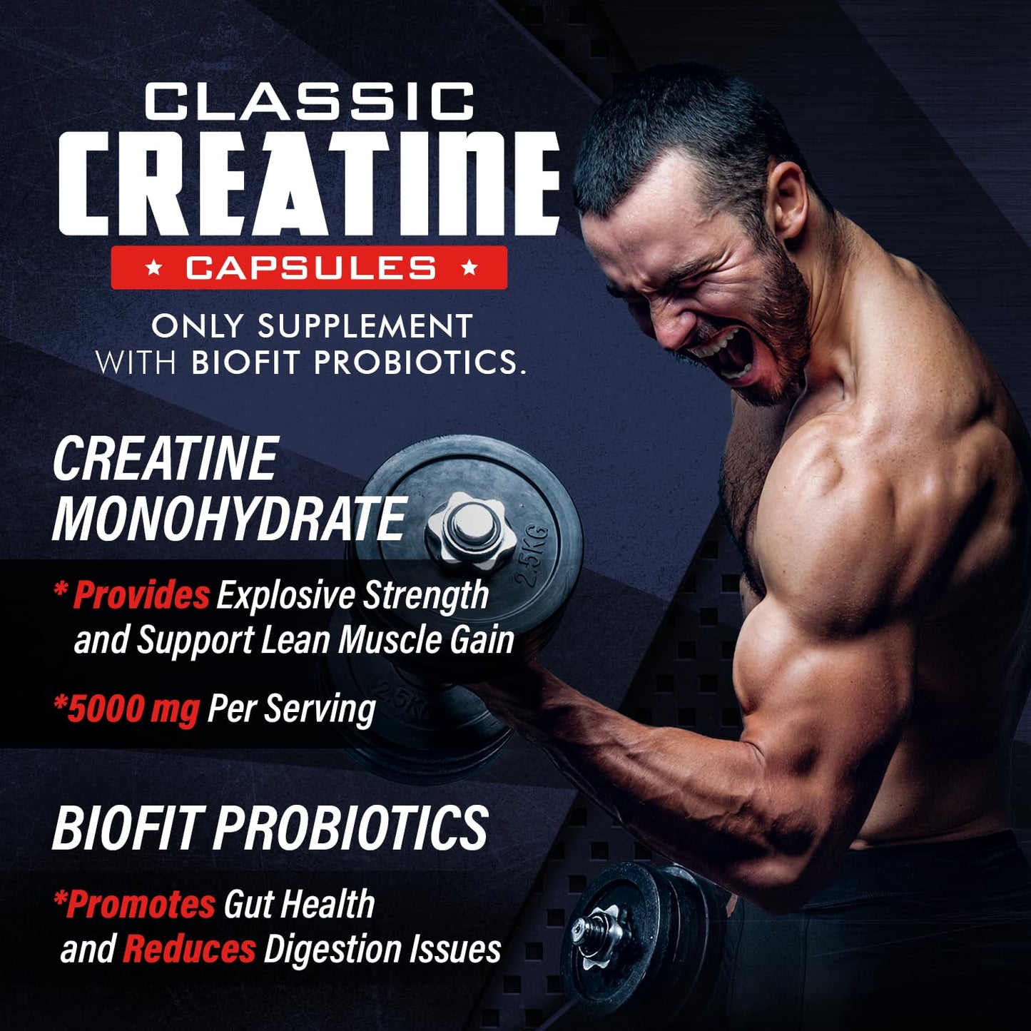 Old School Labs 5000mg Creatine Monohydrate Capsules With BioFit™ (Max Strength) Supports Muscle Growth & Recovery, Performance, Cognitive Health - Creatine Pills for Men & Women, Made in USA 180 Caps Old School LabsBuy Supplements Australia