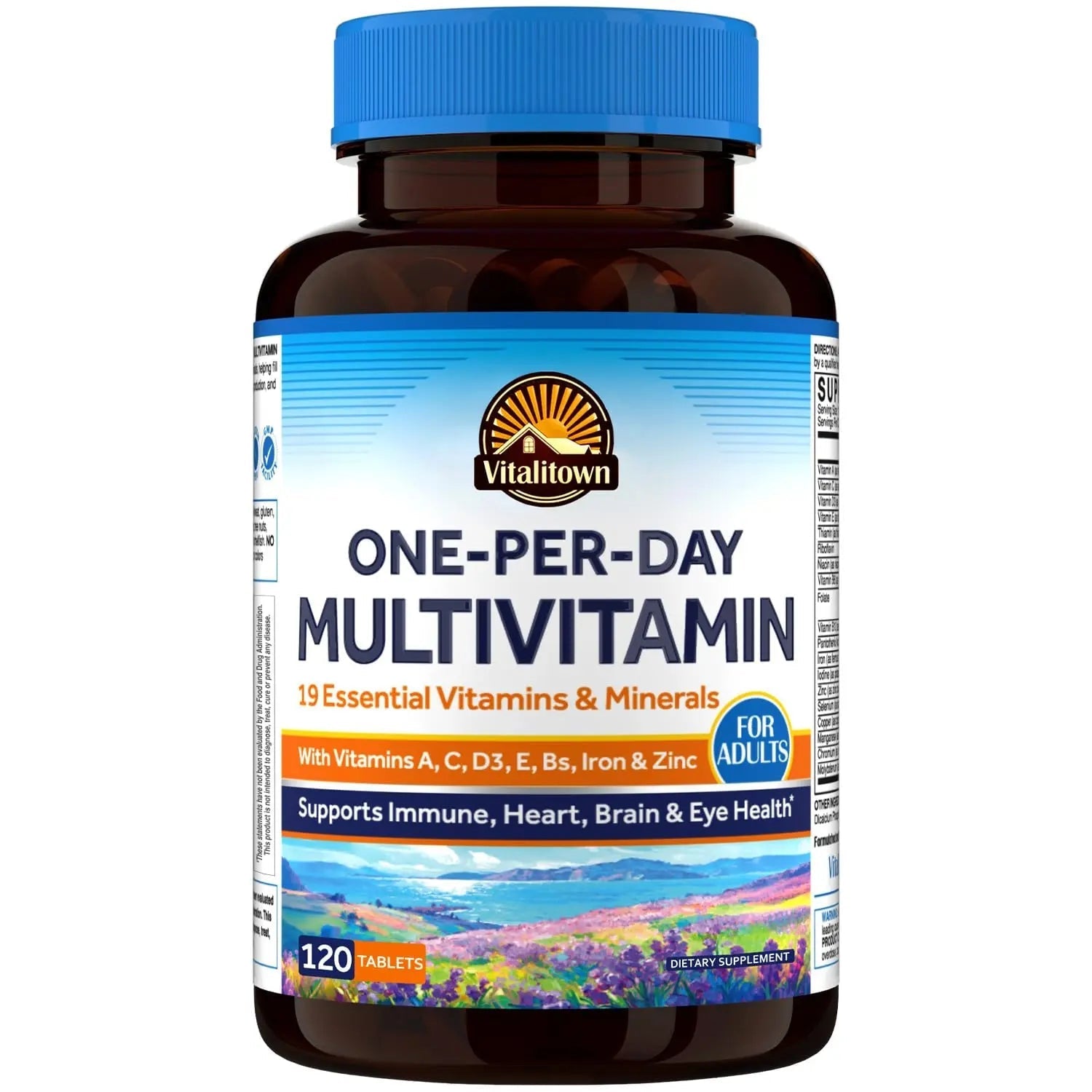 Vitalitown Multivitamin for Women & Men, with Iron, Zinc, Vitamin D3, A, C, B, E, 19 Key Nutrients, One Per Day Vitalitown
