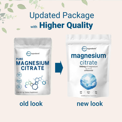 Magnesium Citrate Powder, 2lbs | Unflavored Magnesium Supplement | Relaxation and Nutrient Utilization | Easily Absorbed Formula | Non-GMO, Vegan, Gluten Free