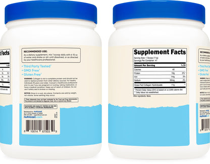 Nutricost Collagen Peptides Powder 1LB (454 G) - Grass Fed Bovine Collagen Hydrolysate (Unflavored)