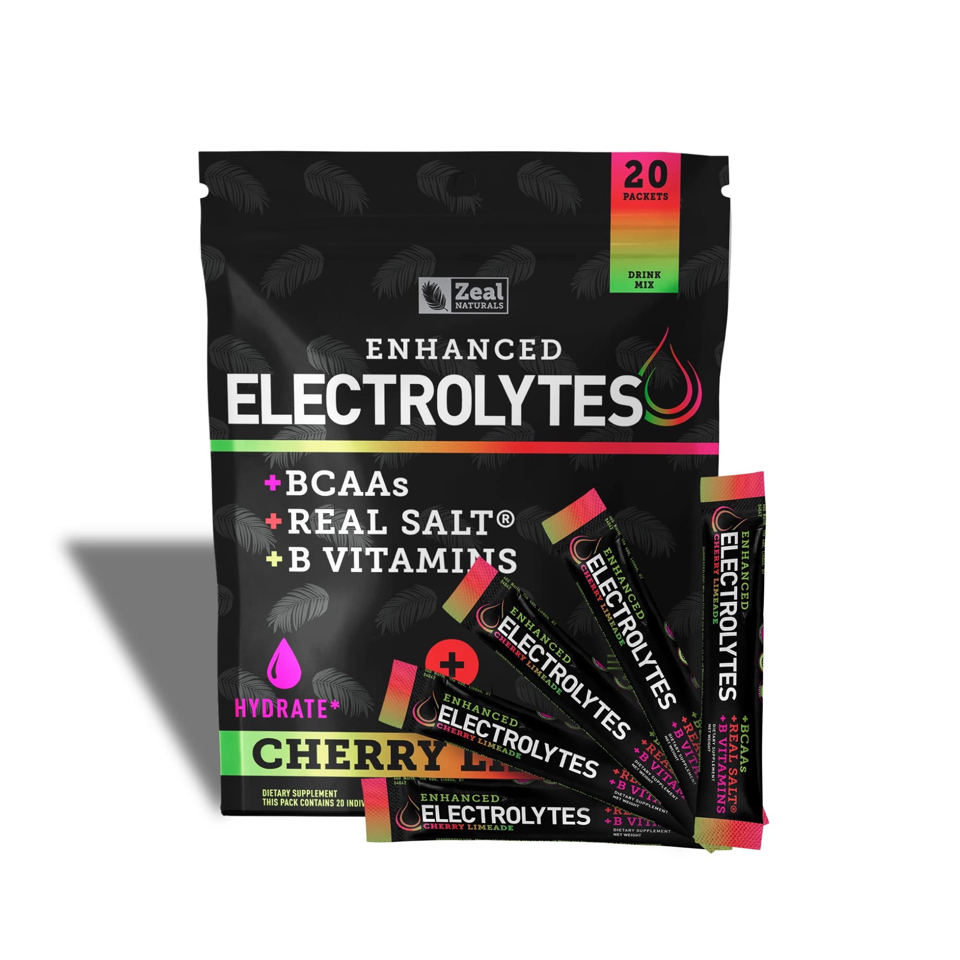 Enhanced Powder Stick Packs (Cherry Limeade- 20 Packets) Sugar Free + BCAA B