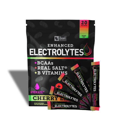 Enhanced Powder Stick Packs (Cherry Limeade- 20 Packets) Sugar Free + BCAA B