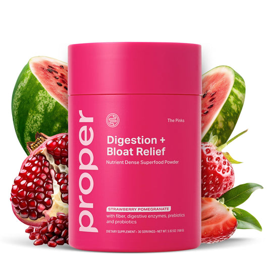 Proper, The Pinks Digestion and Bloat Relief. Drink Mix with Gut Health Probiotics, Prebiotics, Beet Root & Enzymes for Digestive Support. Bloating and Microbiome