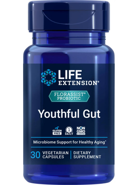 Life Extension FLORASSIST® Probiotic Youthful Gut, Healthy Aging Supplement, postbiotic and probiotic Blend, Heart and Gut Health, Non-GMO, 1-Daily, Gluten-Free, Vegetarian, 30 Capsules Life ExtensionBuy Supplements Australia