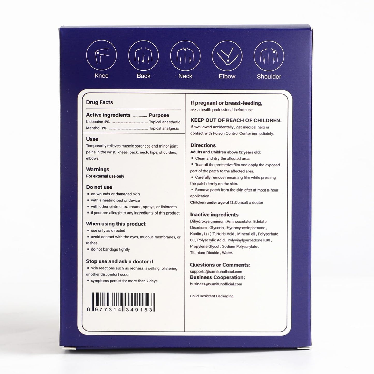 Sumifun Lidocaine Pain Relief Patches - Fast, Targeted Therapy Simple Backache, Soreness, Sprain, Joint Pain with Maximum Strength 4% Lidocaine and 1% Menthol (Large, Count, 31) NDC 83602-172-31 SumifunBuy Supplements Australia