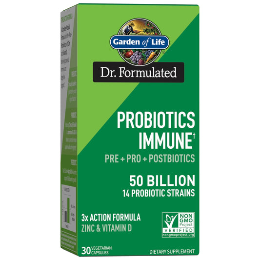 Garden of Life Dr. Formulated Pre, Post & Probiotics Immune Support with Prebiotics & Postbiotics – 50 Billion CFU, Gut & Digestive Health Support, Zinc & Vitamin D3, Vegan, 30 Day Supply Garden of LifeBuy Supplements Australia