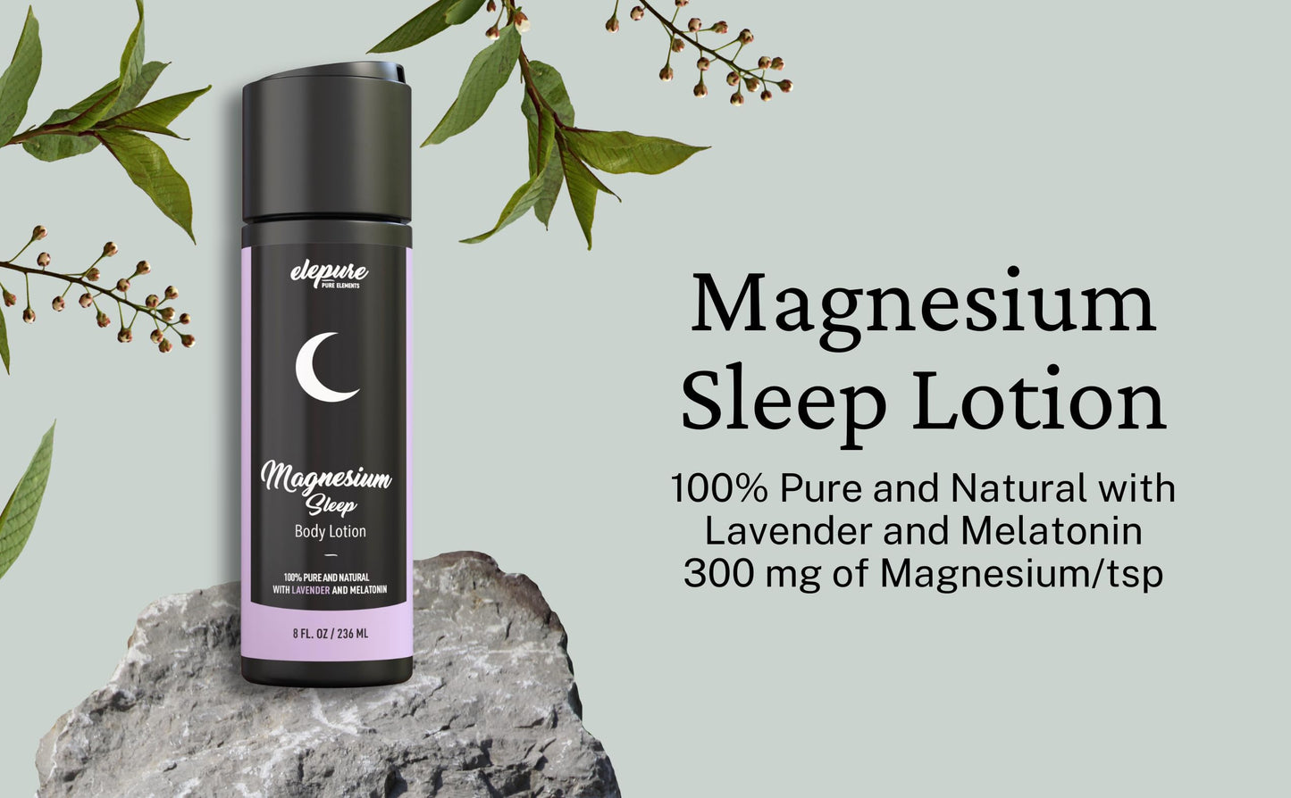 Elepure Pure Elements Magnesium Sleep Lotion with Lavender and Melatonin - Topical Application Night Cream- High Potency - Organic Materials - Large Size - Great Value - 8 fl. oz Elepure Pure ElementsBuy Supplements Australia