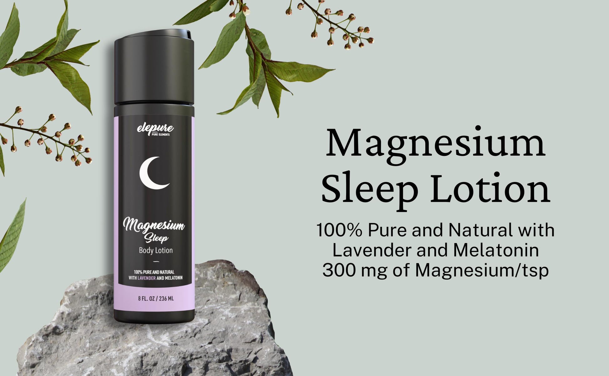 Elepure Pure Elements Magnesium Sleep Lotion with Lavender and Melatonin - Topical Application Night Cream- High Potency - Organic Materials - Large Size - Great Value - 8 fl. oz Elepure Pure ElementsBuy Supplements Australia