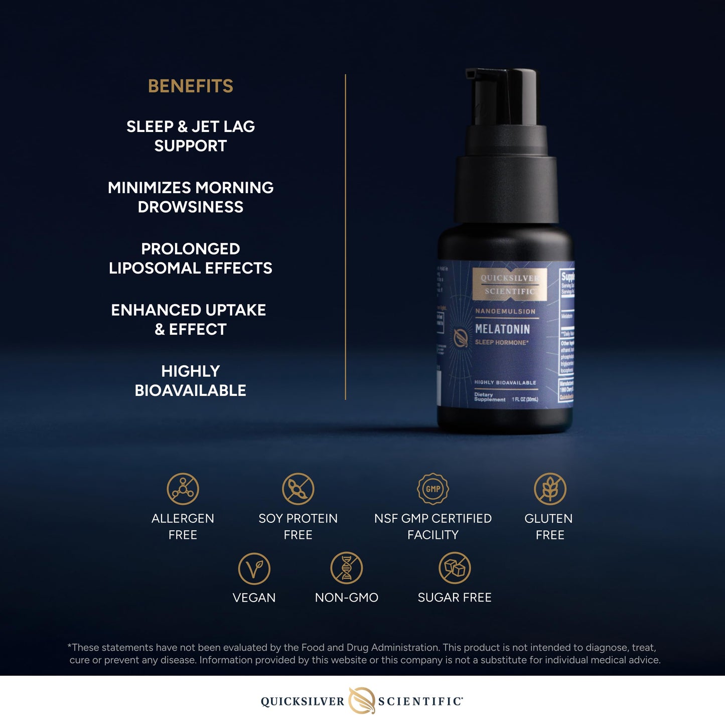 Quicksilver Scientific Liposomal Melatonin - Bedtime, Jet Lag & Immune Support Liquid for Adults - Efficient, Superior Absorption 1mg to Minimize Morning Drowsiness (30 ml) Quicksilver ScientificBuy Supplements Australia