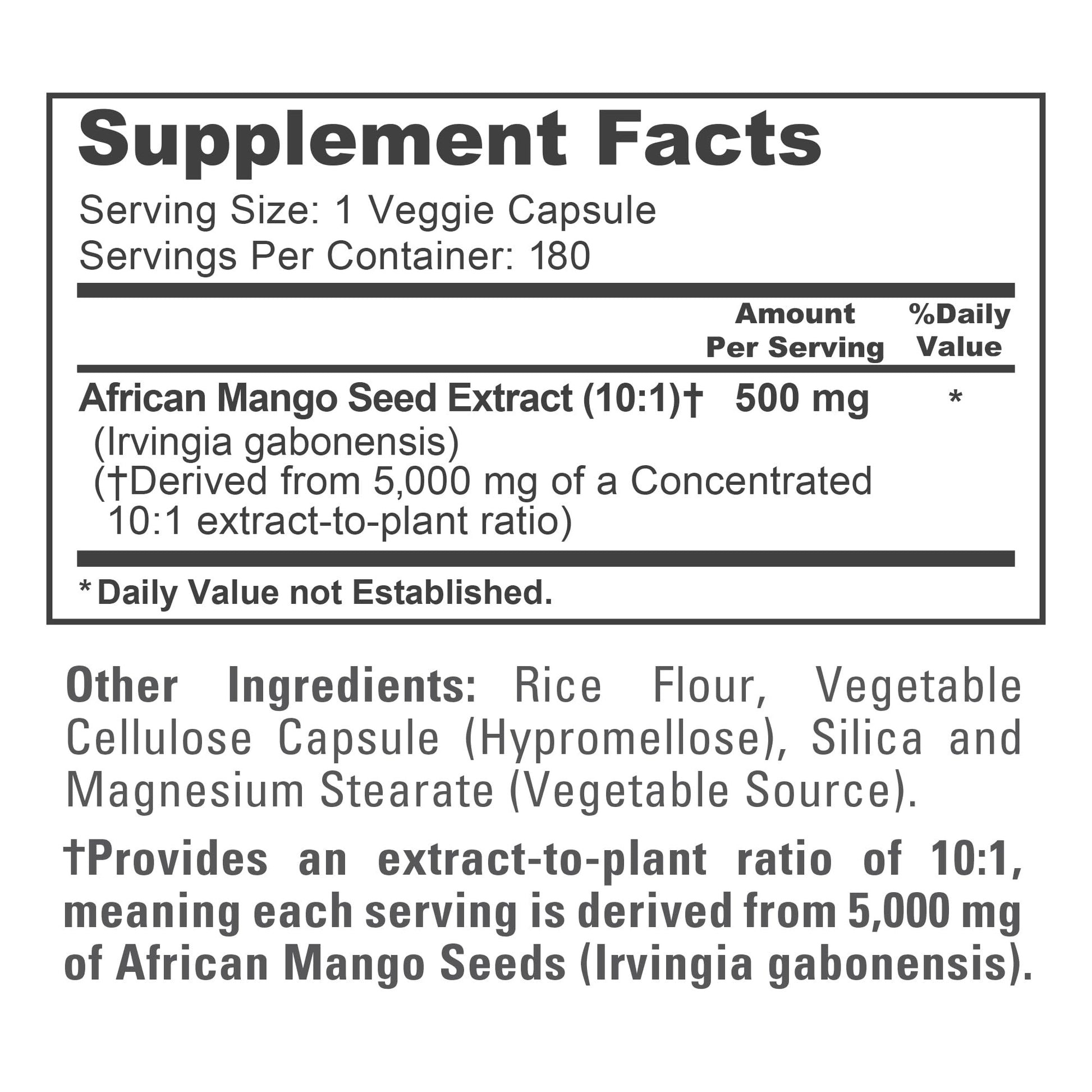 NusaPure African Mango 10:1 Extract, 500 mg Equivalent to 5,000 mg per Veggie Caps 180 Capsules (Non-GMO, Vegan) NusaPureBuy Supplements Australia