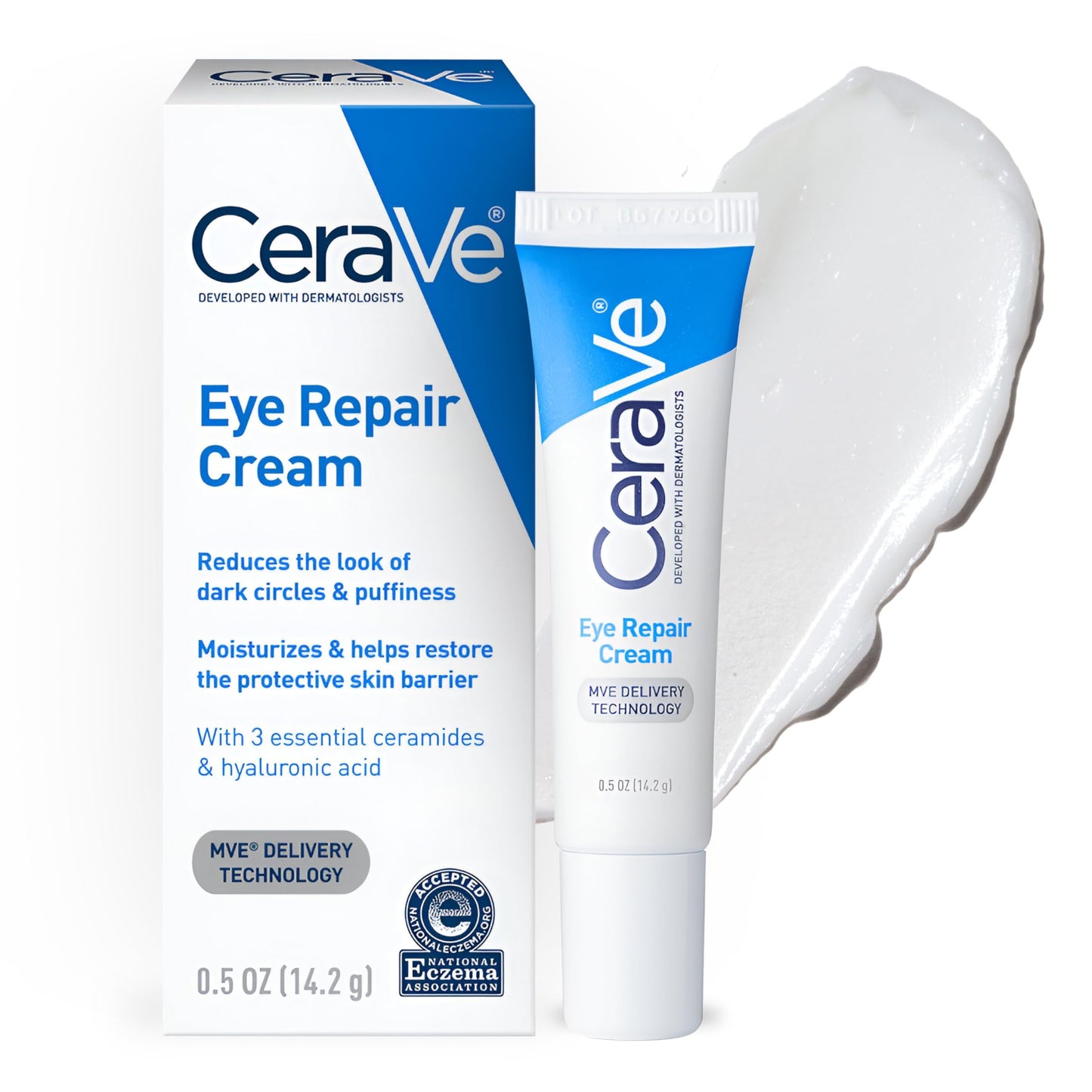 CeraVe Eye Repair Cream, Under Eye Cream For Puffiness And Bags Under Eyes, Hyaluronic Acid + Niacinamide