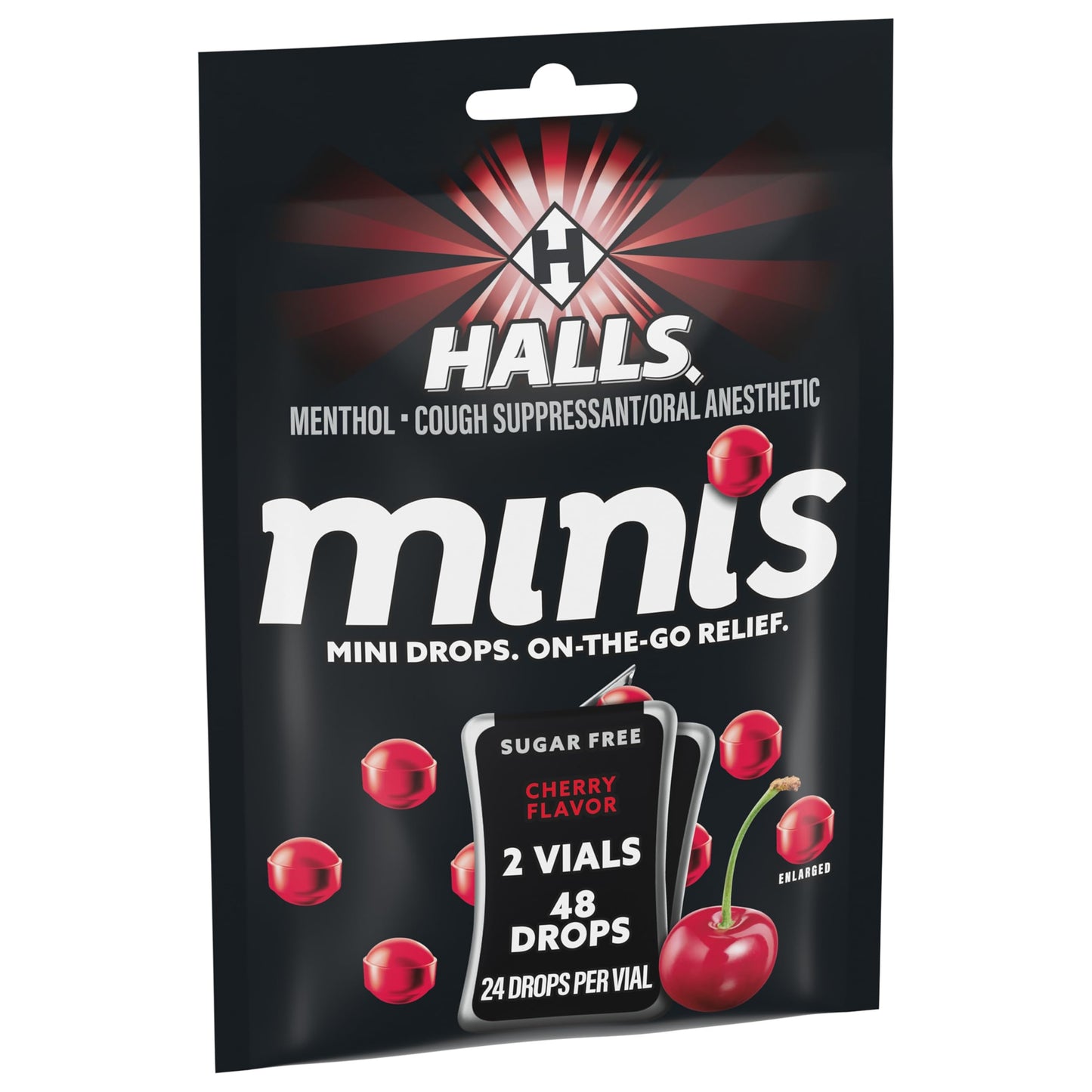 HALLS Minis Cherry Flavor Sugar Free Cough Drops, 48 Drops HALLS buy supplements Au