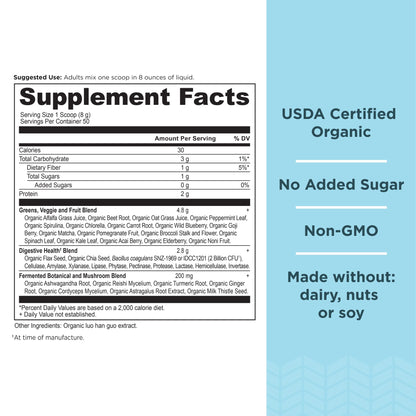 Ancient Nutrition Super Greens Powder, Organic Superfood Powder with Probiotics Made with Spirulina, Chlorella, Matcha, and Digestive Enzymes, 50 Servings, 14.1 oz Ancient NutritionBuy Supplements Australia