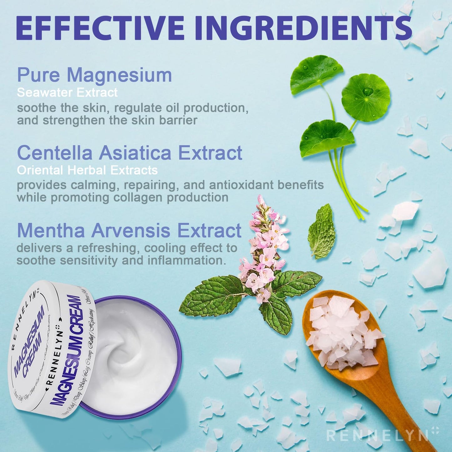 Magnesium Cream Leg Cramps: Soothing Lotion with Magnesium Glycinate, Malate, & Chloride (3 OZ FL, Lavender) RennelynBuy Supplements Australia