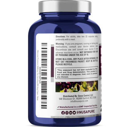 NusaPure Mucuna Pruriens 1000mg 200 Veggie Caps (Non-GMO, 100% Vegetarian, Vegan) NusaPureBuy Supplements Australia