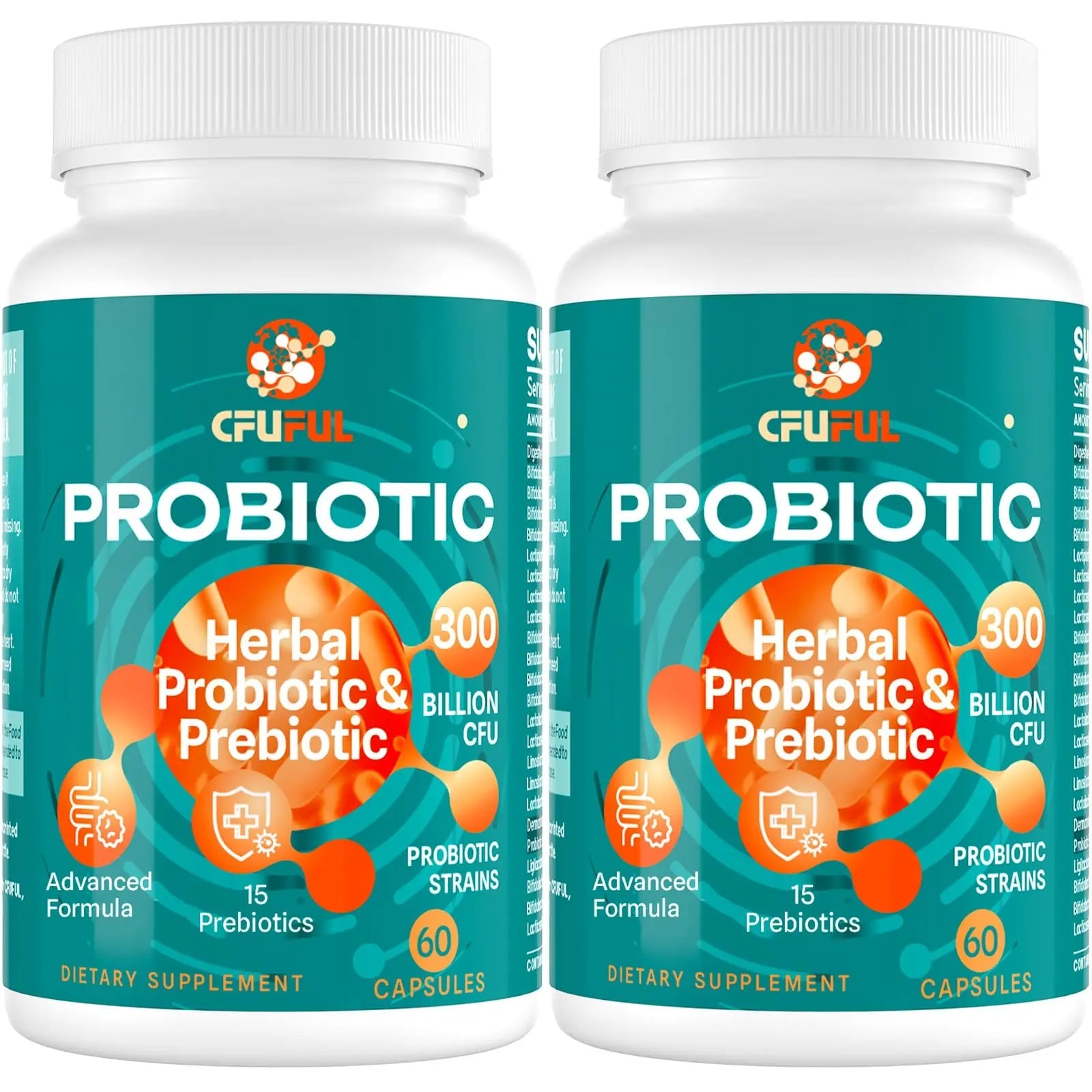 Probiotics for Women & Men - 300 Billion CFU, 24 Strains Probiotic + 15 Organic Herbs Prebiotics Blend, for Overall Digestive Gut Health, Immune, Constipation & Bloating, Shelf Stable - 4 Month Supply CfufulBuy Supplements Australia