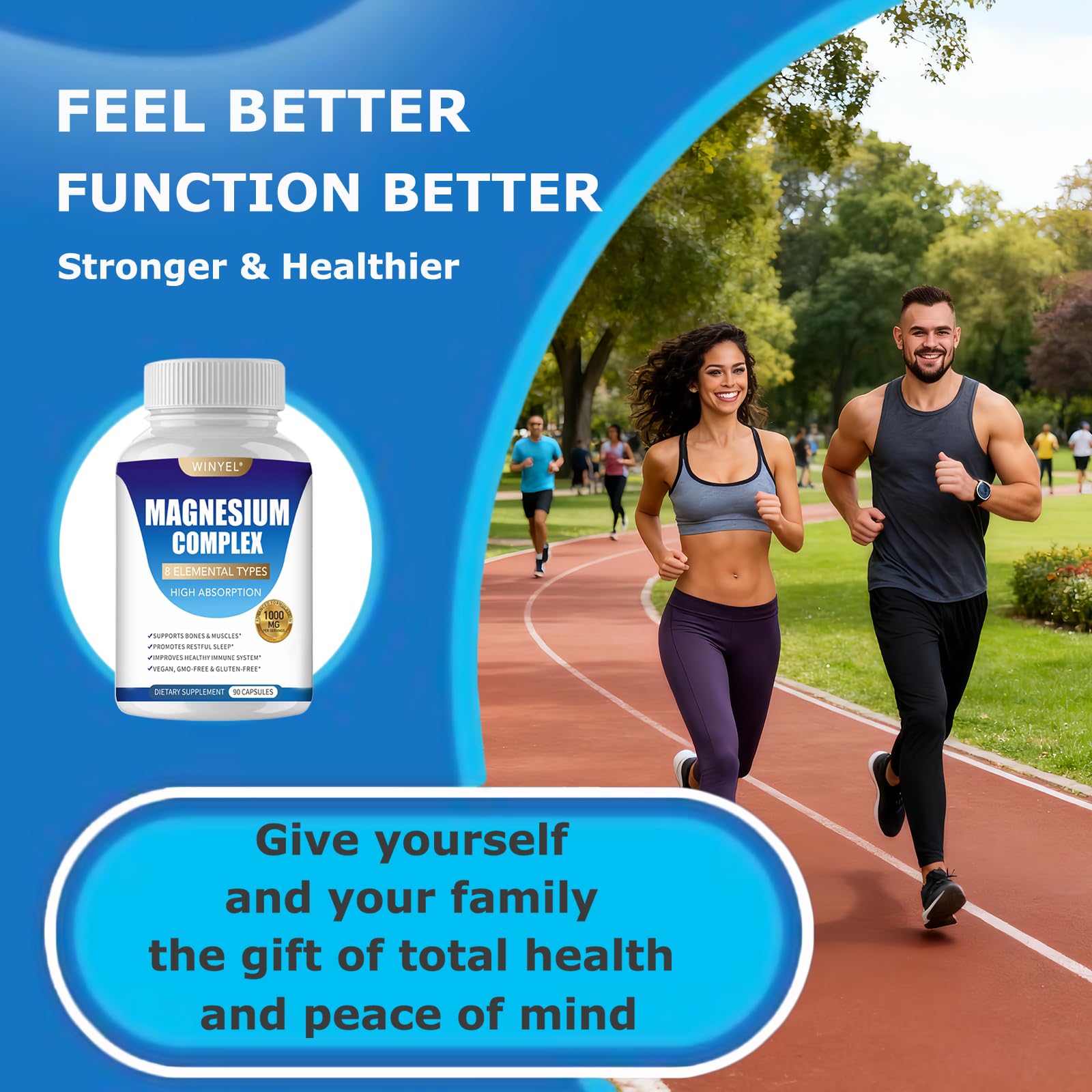 Magnesium Complex Supplement 8 Elemental 1000mg | Magnesium Supplement with Glycinate, Malate, Citrate | Sleep, Relaxation, Bone & Muscle | Vegan 90 Capsules WINYEL buy supplements Au