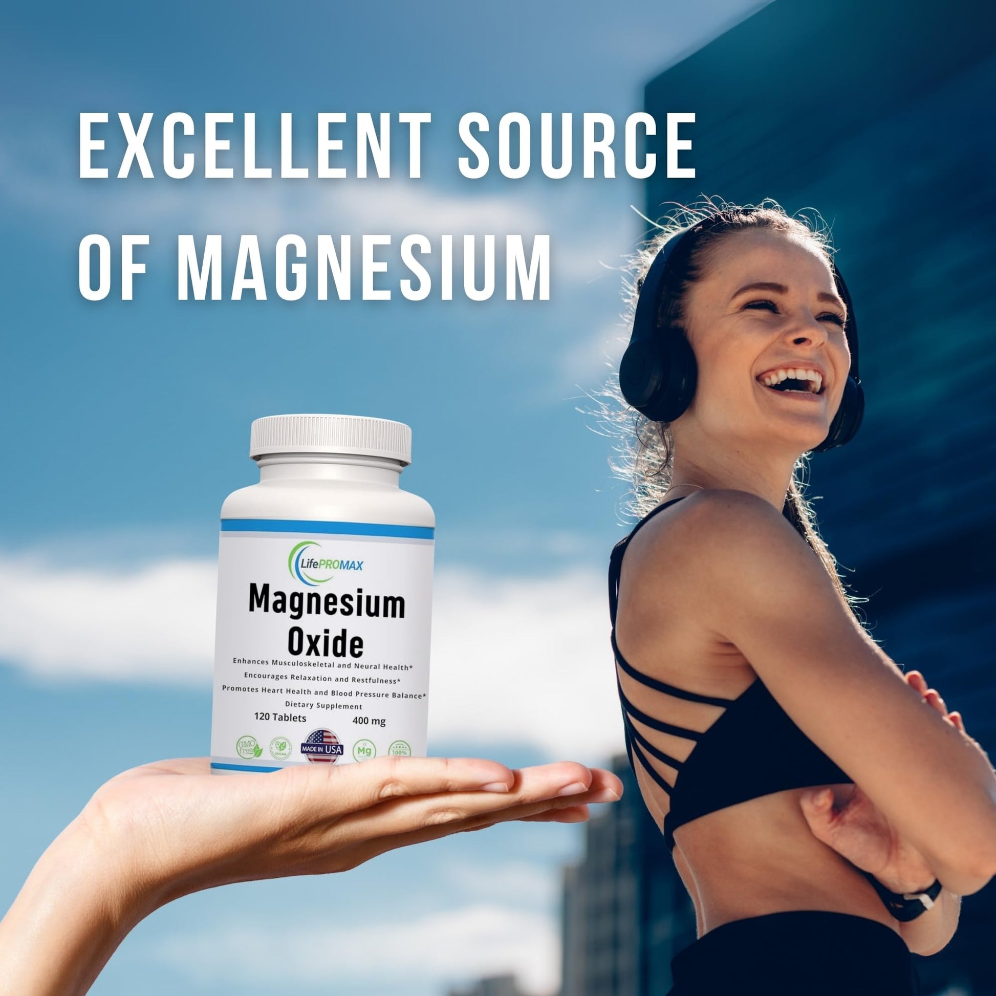 Magnesium 400mg [High Potency] Supplement – Magnesium Oxide for Immune Support, Muscle Recovery, Leg Cramps and Relaxation 120 Tablets LifePROMAXBuy Supplements Australia