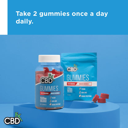 CBDfx 1500mg CBD High Strength Vegan Mixed Berry Gummies 25mg CBD per Gummy CBDFXBuy Supplements Australia