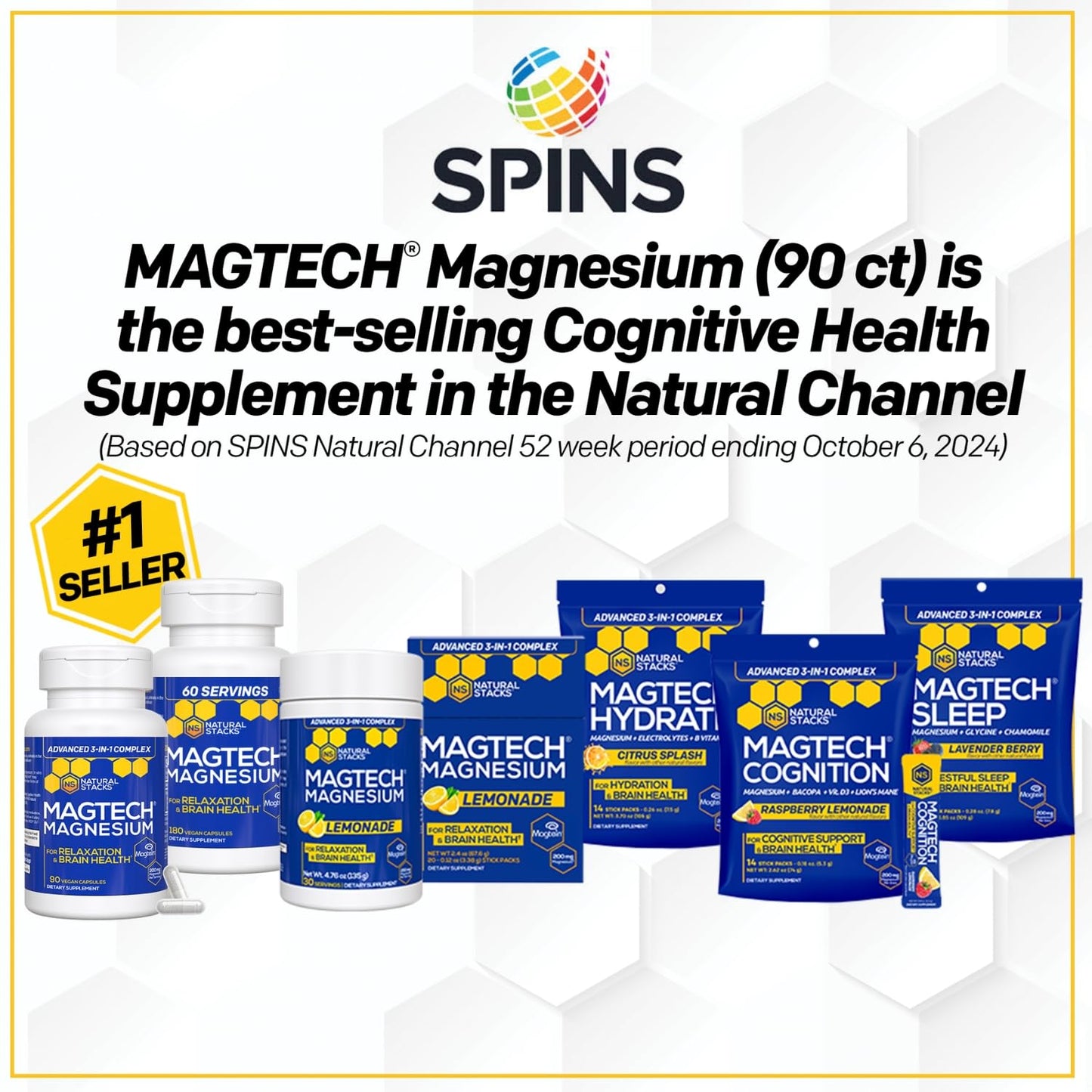Magtech Magnesium Capsules + Hydration Creatine Powder Lemon Lime Bundle - 3 Forms of Magnesium - Featuring Magtein L-Threonate - Brain Health & Hydration Support* - 44 Total Servings NATURAL STACKSBuy Supplements Australia