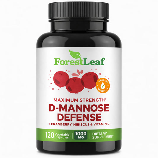 ForestLeaf D Mannose Supplements for Women & Men - D-Mannose 1000mg Capsules with Cranberry, Hibiscus & VIT C - DMannose Pills for UTI