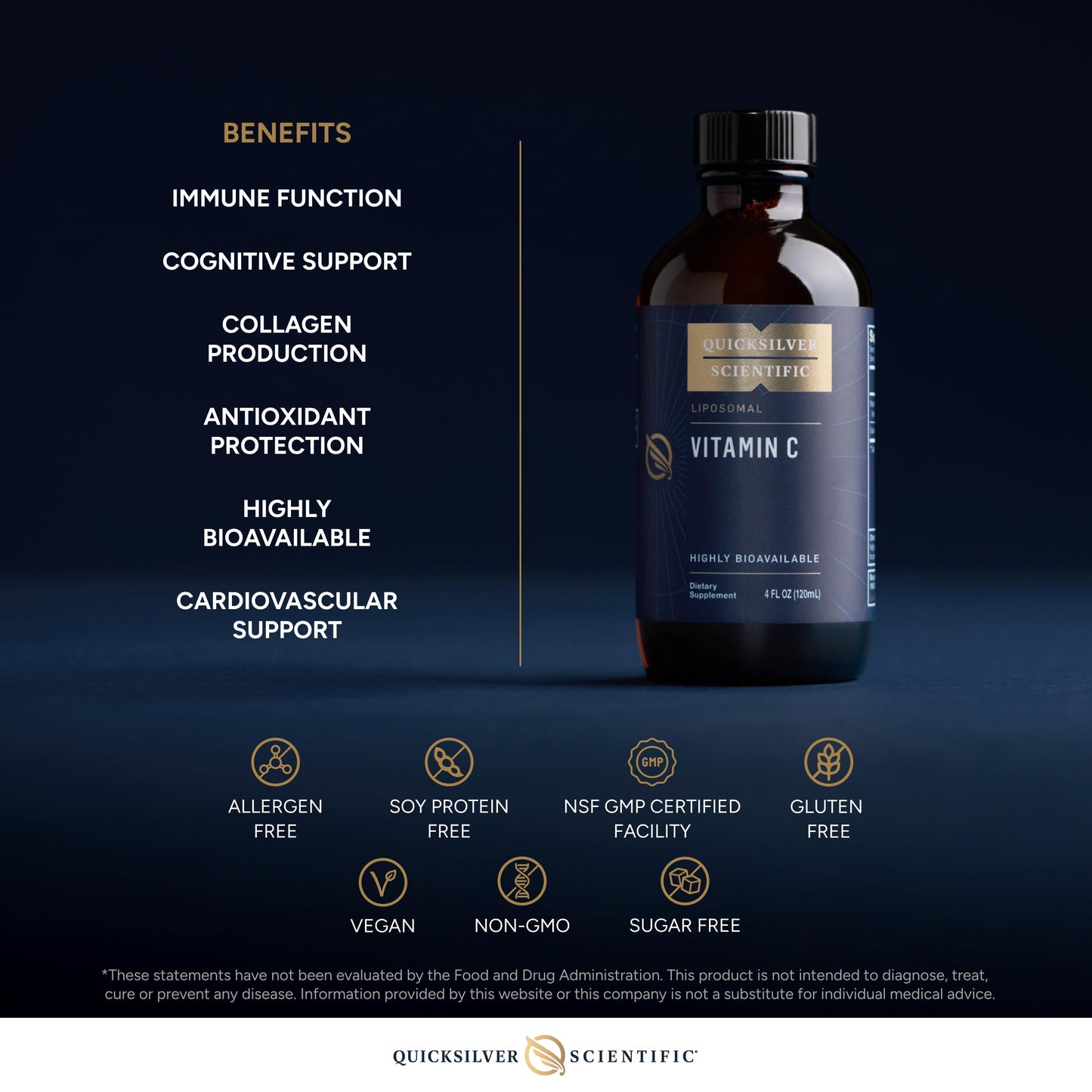 Quicksilver Scientific Liposomal Vitamin C - 1000mg Buffered Liquid Vitamin C Supplement - Immune + Antioxidant Support - Liposomes for Superior Absorption - Vegan + Non-GMO (4oz / 120ml) Quicksilver ScientificBuy Supplements Australia