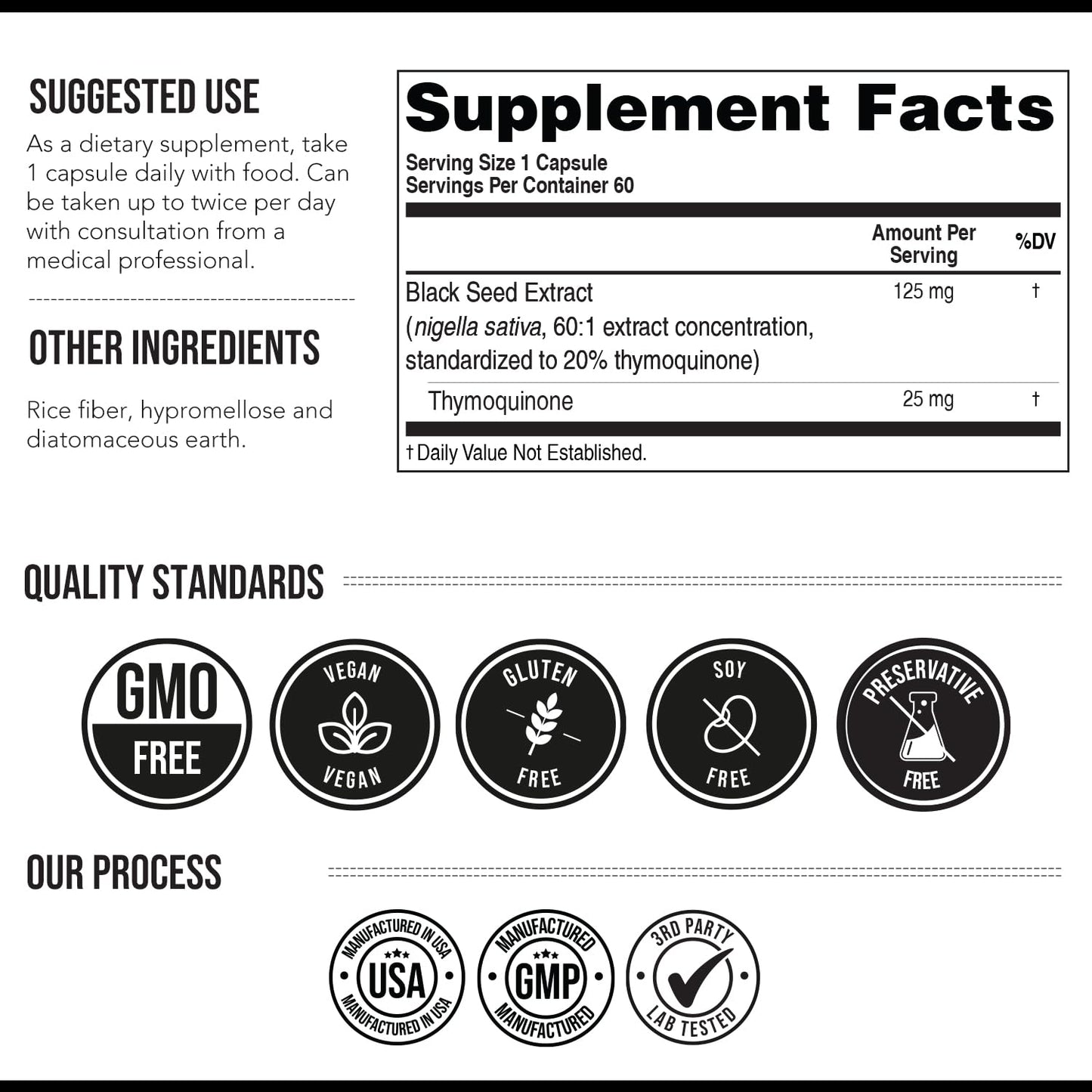 20% Thymoquinone Black Seed Extract Capsules - TQ-Advanced 4X®: Potent Thymoquinone Concentration Available - 60:1 Concentrate from Nigella Sativa
