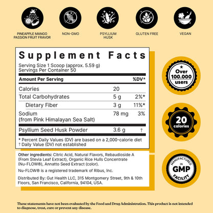 ColonBroom Psyllium Husk Powder with Stevia (Tropical Fruits) - Colon Cleanse for Bloating Relief & Gut Health - Colon Broom Fiber Powder Drink - Vegan Fiber Powder Stevia Supplement, 150 Servings ColonBroomBuy Supplements Australia