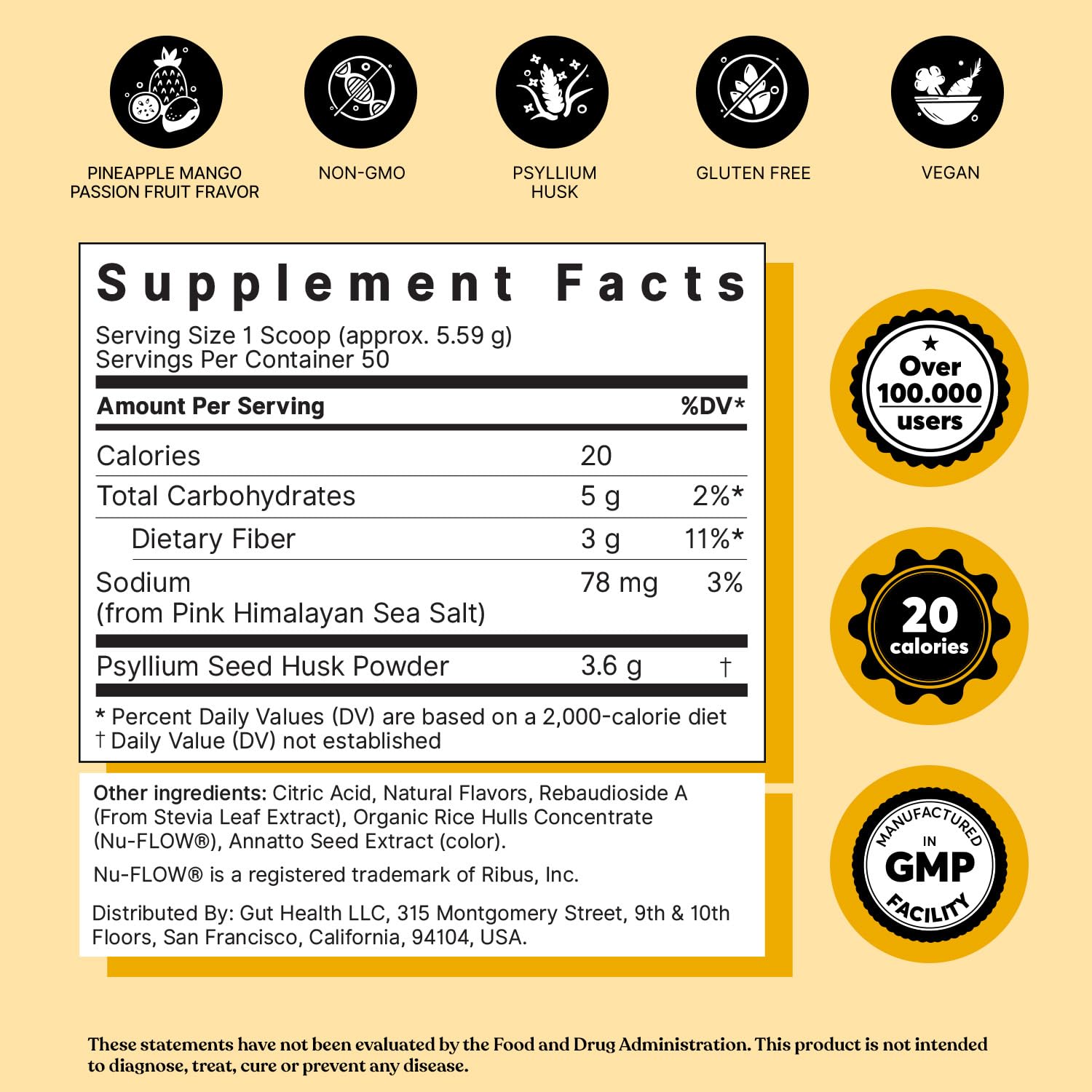 ColonBroom Psyllium Husk Powder with Stevia (Tropical Fruits) - Colon Cleanse for Bloating Relief & Gut Health - Colon Broom Fiber Powder Drink - Vegan Fiber Powder Stevia Supplement, 100 Servings ColonBroomBuy Supplements Australia