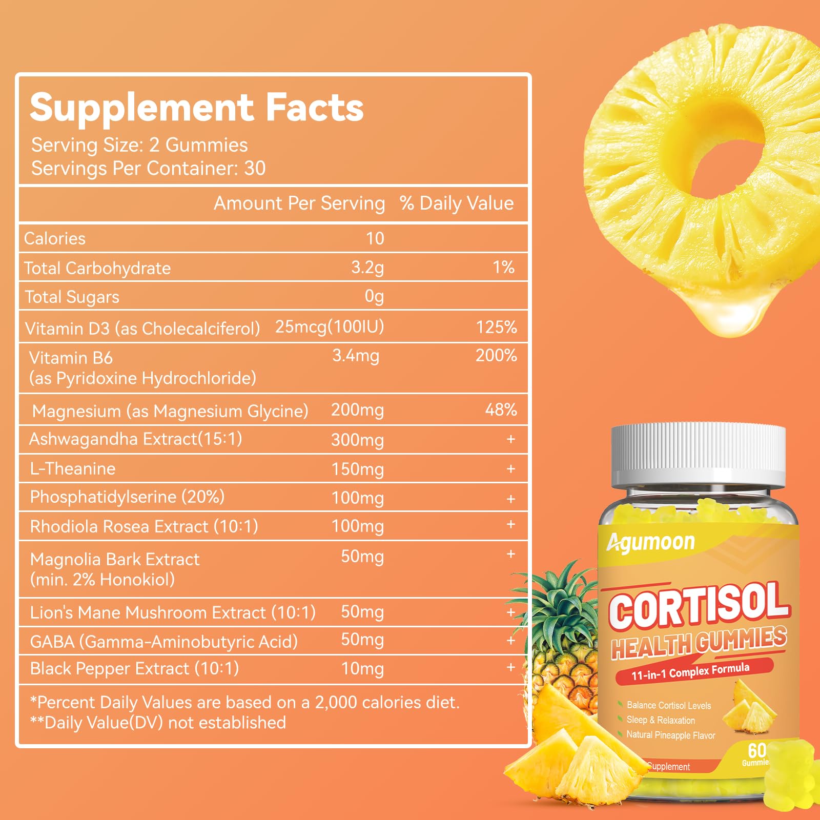 Agumoon Cortisol Gummies for Women, Cortisol Supplements with Ashwagandha, Magnesium, L-theanine, for Relaxation and Mood Support - 120 Gummies AgumoonBuy Supplements Australia